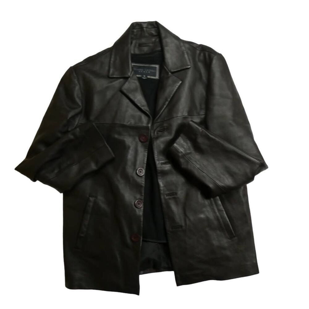 men's Gianna Lorenzi Italy leather coat, button front, Small, NEW